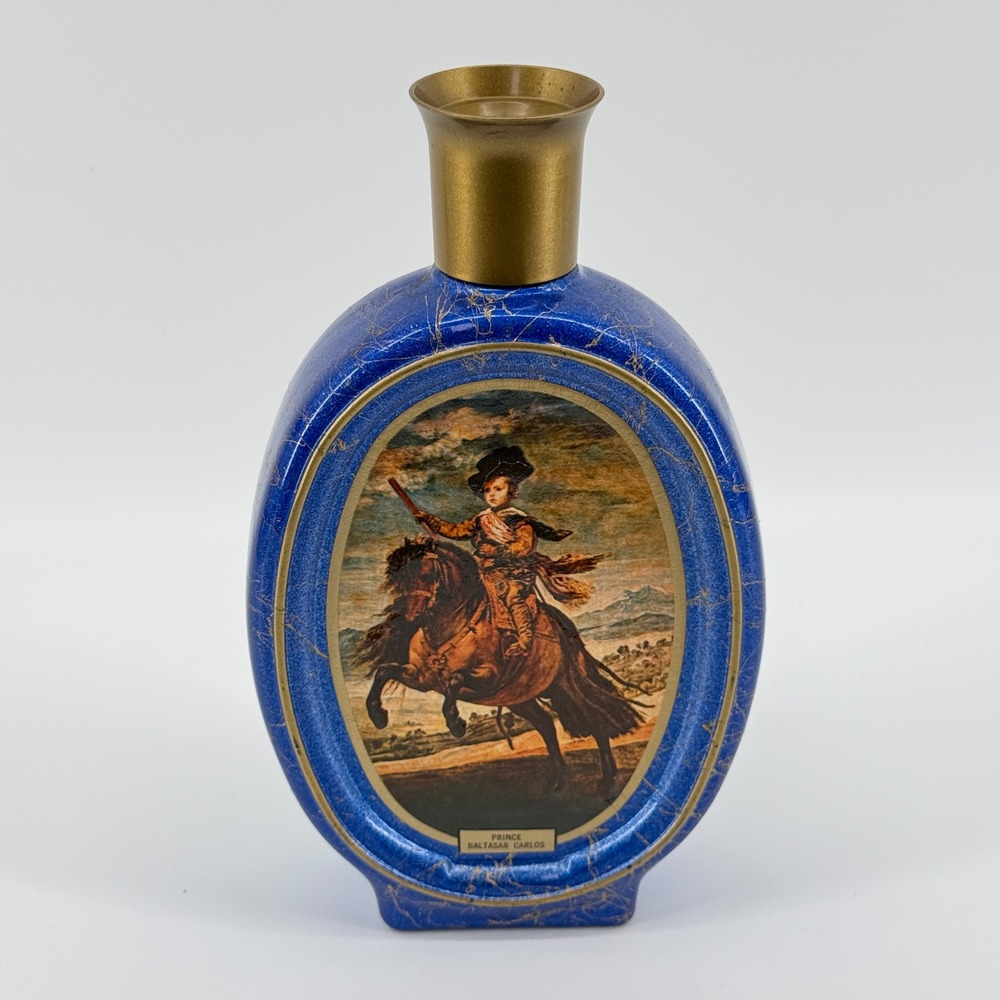 Prince Baltasar Carlos Equestrian Ceramic Decorative Bottle Blue Gold